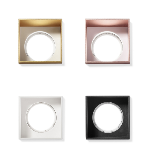 Faretto elis di gesso quadrato cornice oro da incasso a soffitto