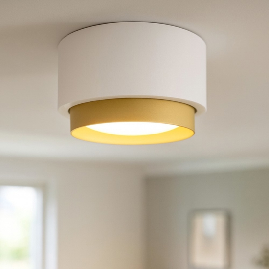 Faretto da soffitto cilindro bianco oro sforzin syme