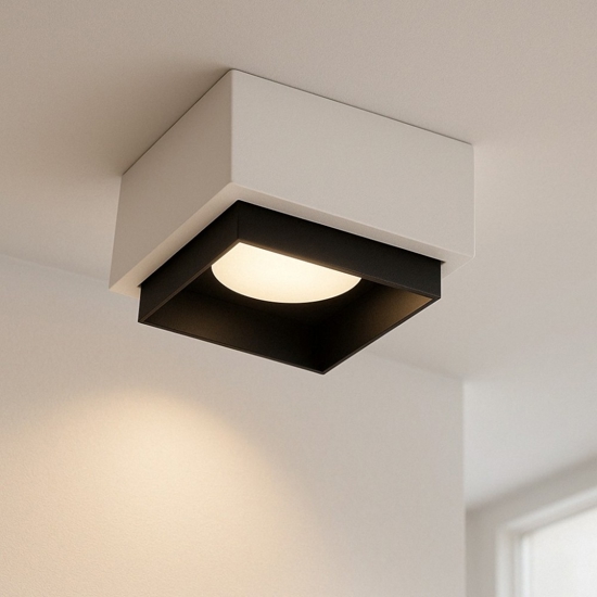 Plafoniera da cucina quadrata nera moderna syme sforzin