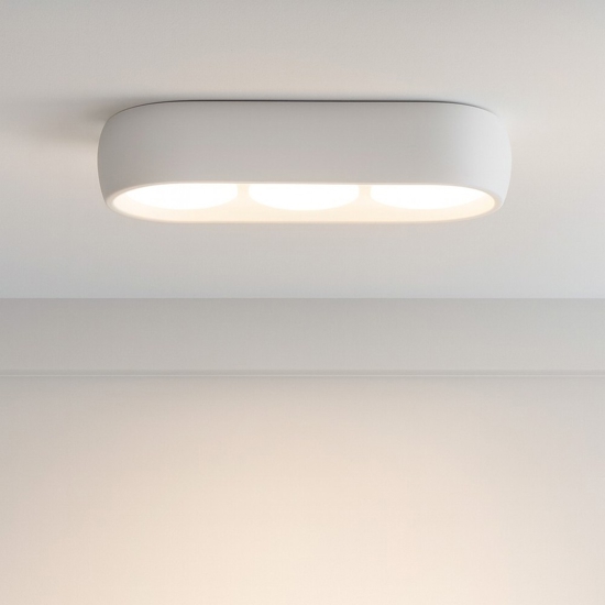 Plafoniera ovale moderna di gesso bianco sforzin mysia