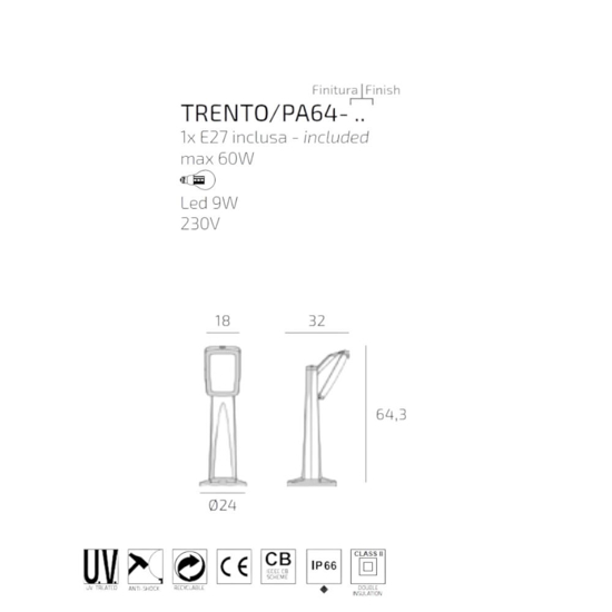 Top light trento grigio lampioncino da giardino ip66