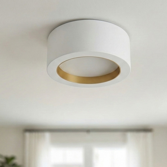 Plafoniera di gesso cilindrica cornice oro moderna gx53