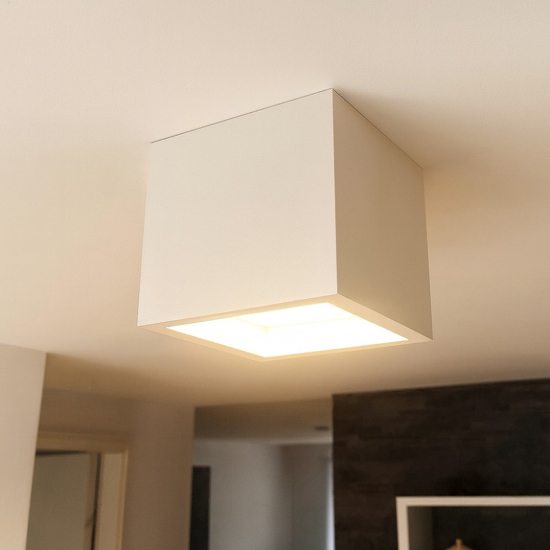 Faretto da soffitto quadrato gesso alluminio bianco gx53