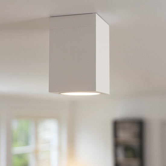 Faretto da soffitto in gesso e metallo bianco quadrato