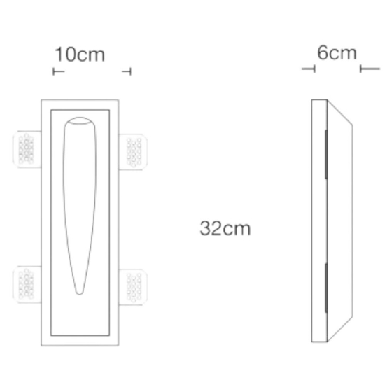 Segnapasso di gesso da incasso a parete per scale gradini