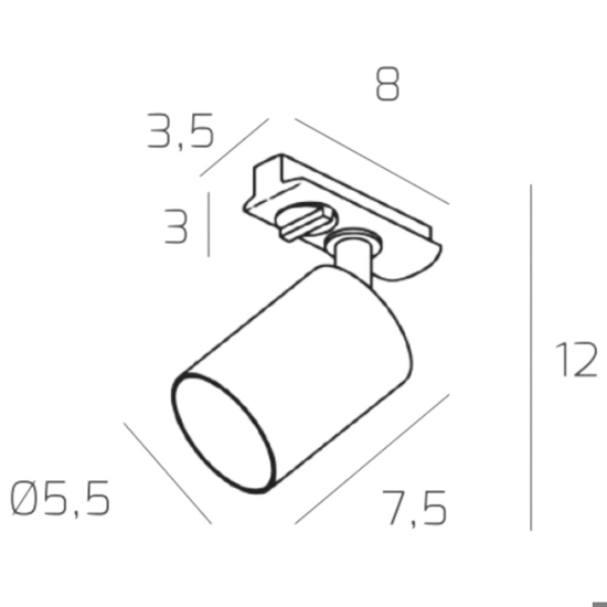Sistema binario 100cm bianco con 3 spot orientabili