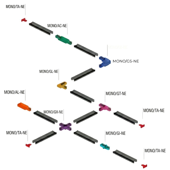 Sistema a binario 100cm monofase nero con 3 spot orientabili