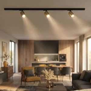 Sistema a binario 100cm monofase led 3 spot orientabili nero oro