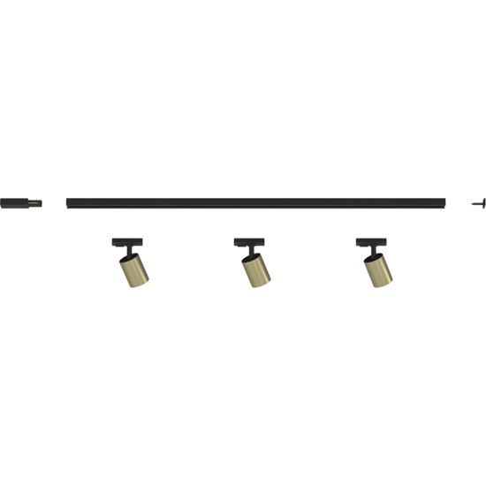 Sistema a binario 100cm monofase led 3 spot orientabili nero oro