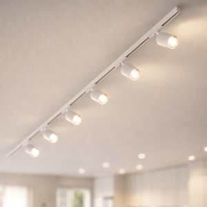 Sistema binario 200cm bianco monofase con 6 spot orientabili