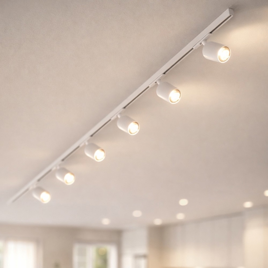 Sistema binario 200cm bianco monofase con 6 spot orientabili