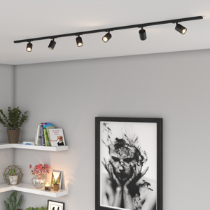 Sistema a binario 200cm monofase nero con 6 luci spot orientabili