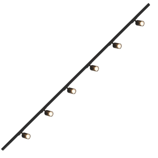 Sistema a binario 200cm monofase nero con 6 luci spot orientabili