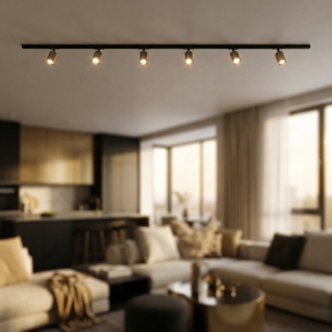 Illuminazione binario 200cm nero oro spot orientabili monofase