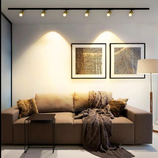 Illuminazione binario 200cm nero oro spot orientabili monofase