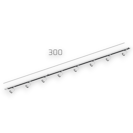 Sistema binario nero 300cm monofase 8 spot orientabili