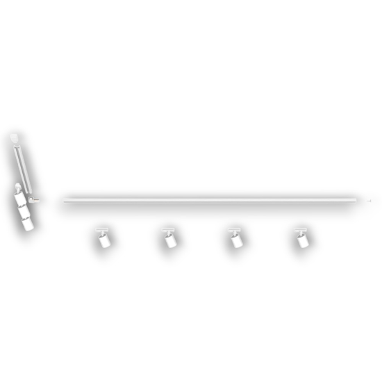 Sistema binario angolare 300cm bianco monofase con 7 spot orientabili