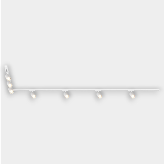 Sistema binario angolare 300cm bianco monofase con 7 spot orientabili