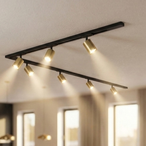 Sistema binario 300cm angolo nero oro monofase 7 spot