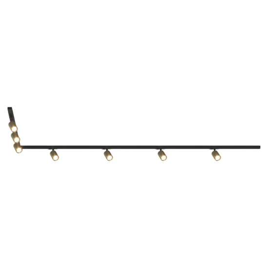 Sistema binario 300cm angolo nero oro monofase 7 spot