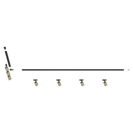 Sistema binario 300cm angolo nero oro monofase 7 spot
