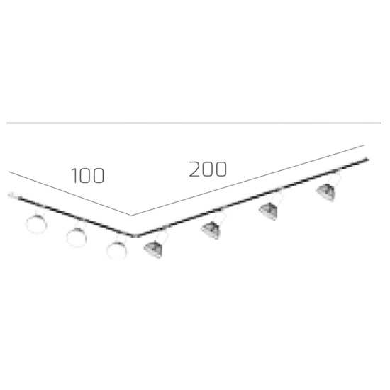 Sistema binario 300cm angolo nero oro monofase 7 spot