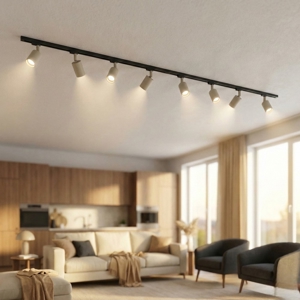 Sistema binario 300cm sabbia monofase elettrificato nero con 8 spot