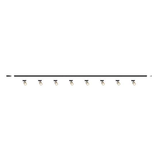 Sistema binario 300cm sabbia monofase elettrificato nero con 8 spot