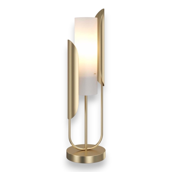 Maytoni lampada da tavolo cipresso oro ottone vetro bianco per salone