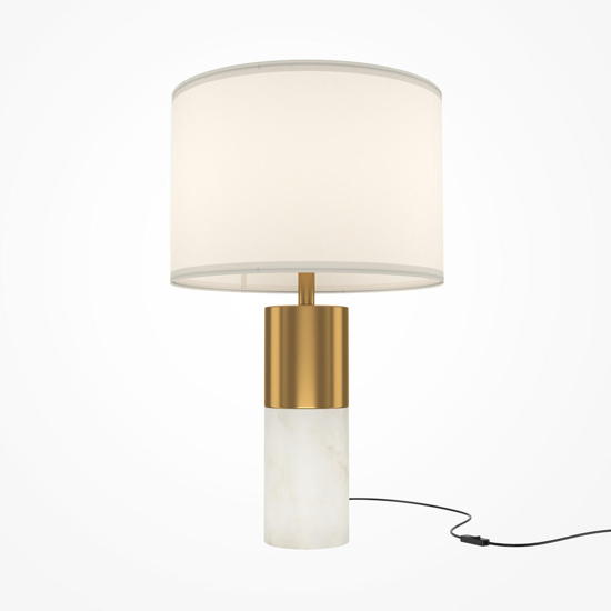 Maytoni lampada da tavolo moderna paralume bianca e oro in tessuto per salotto