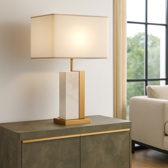 Maytoni lume lampada da tavolo per salone marmo bianco finitura oro