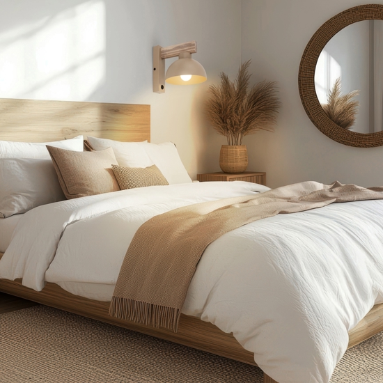Applique sabbia in legno con interruttore da comodino per camera da letto