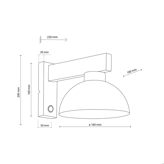 Applique sabbia in legno con interruttore da comodino per camera da letto