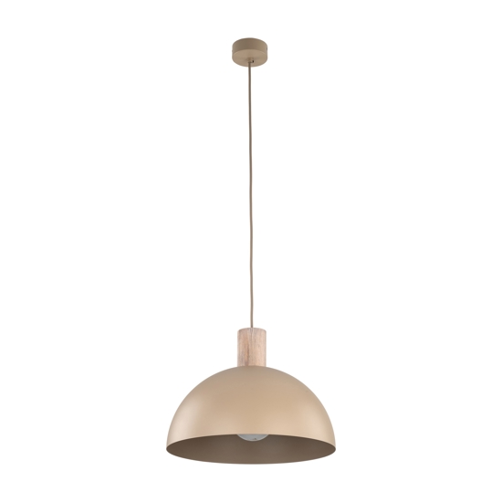 Lampadario per cucina legno cupola metallo sabbia