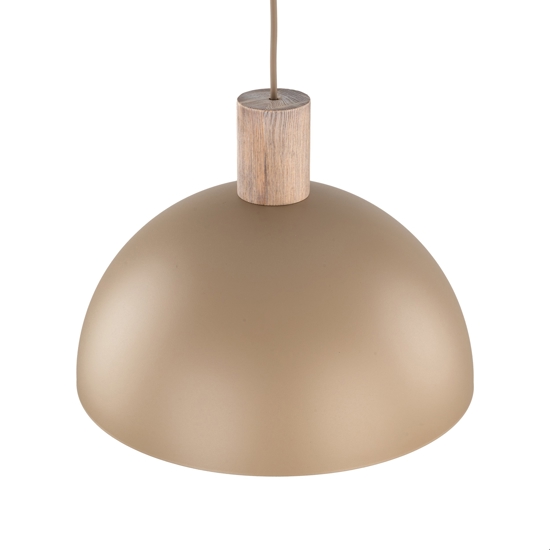 Lampadario per cucina legno cupola metallo sabbia