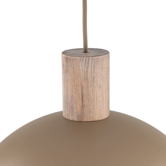 Lampadario per cucina legno cupola metallo sabbia