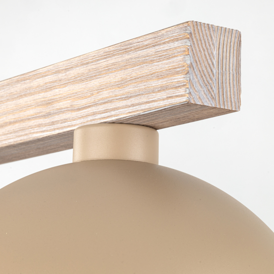 Lampadario bilanciere di legno cupole in metallo sabbia per cucina