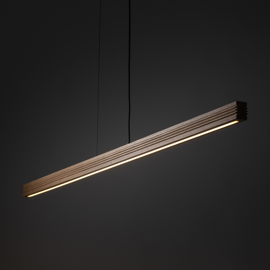 Lampada barra a sospensione di legno noce per tavolo soggiorno moderno