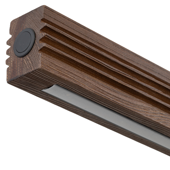 Lampadario barra di legno noce a sospensione led per sala da pranzo
