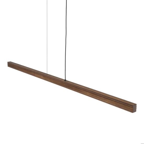 Lampadario barra di legno noce a sospensione led per sala da pranzo