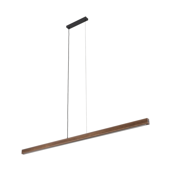 Lampadario barra di legno noce a sospensione led per sala da pranzo