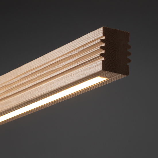 Plafoniera barra di legno per cucina stile scandinavo moderna