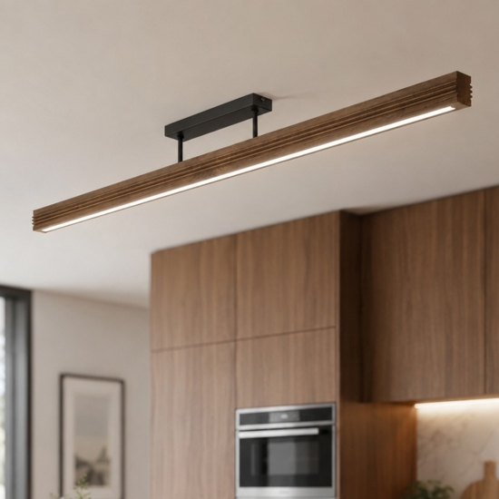 Plafoniera led 14w 3000k di legno noce per cucina moderna