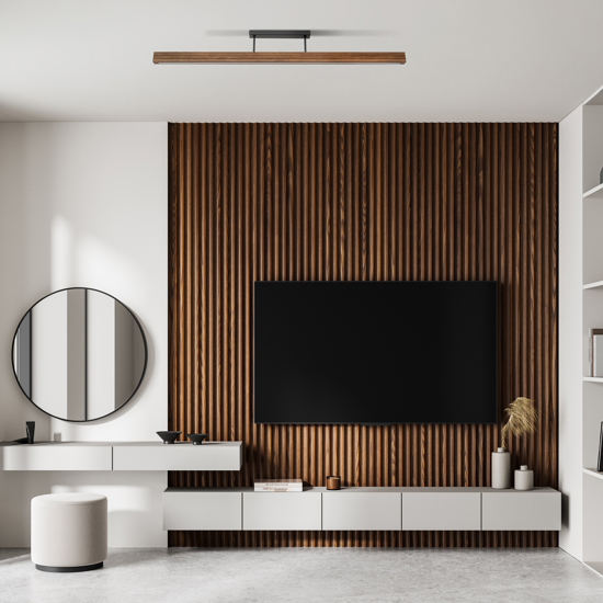 Plafoniera led 14w 3000k di legno noce per cucina moderna
