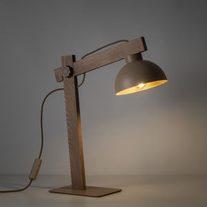 Lampada da comodino vintage in legno cupola metallo sabbia