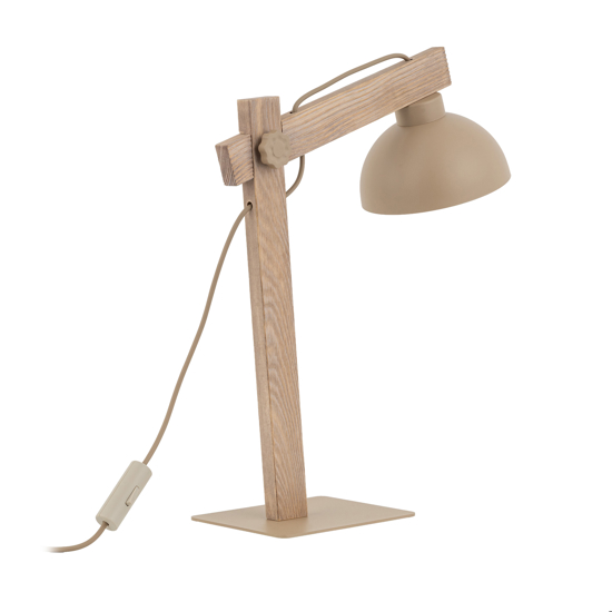 Lampada da comodino vintage in legno cupola metallo sabbia