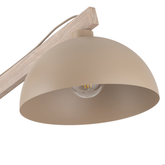 Piantana di legno vintage cupola metallo sabbia per salotto