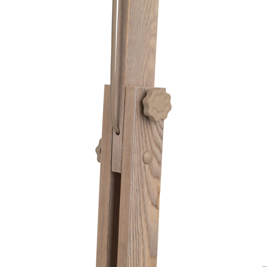 Piantana di legno vintage cupola metallo sabbia per salotto