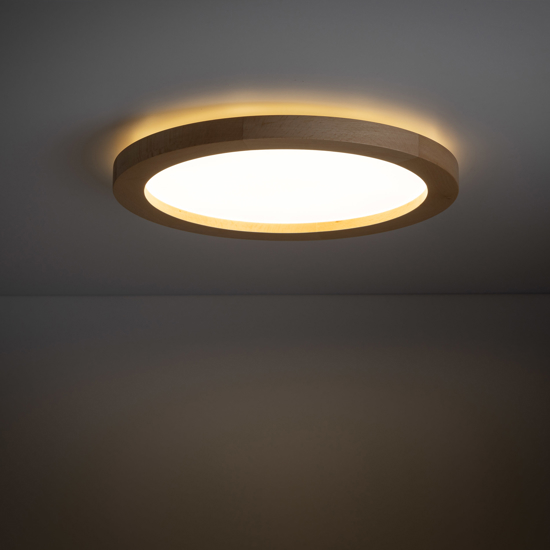 Plafoniera da bagno scandinava di legno led 24w cct ip54