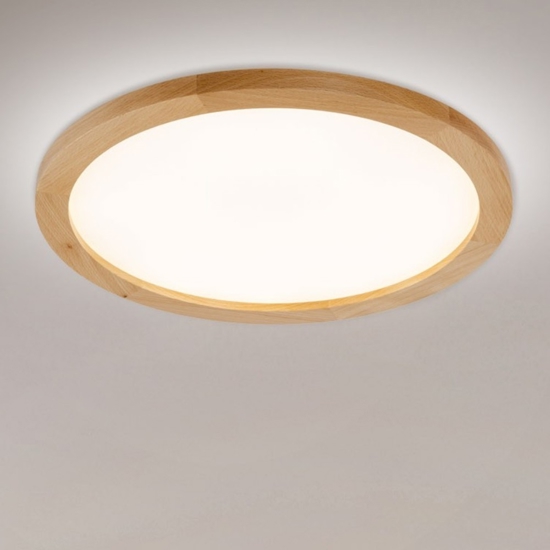 Plafoniera di legno rotonda led 45w cct stile scandinavo